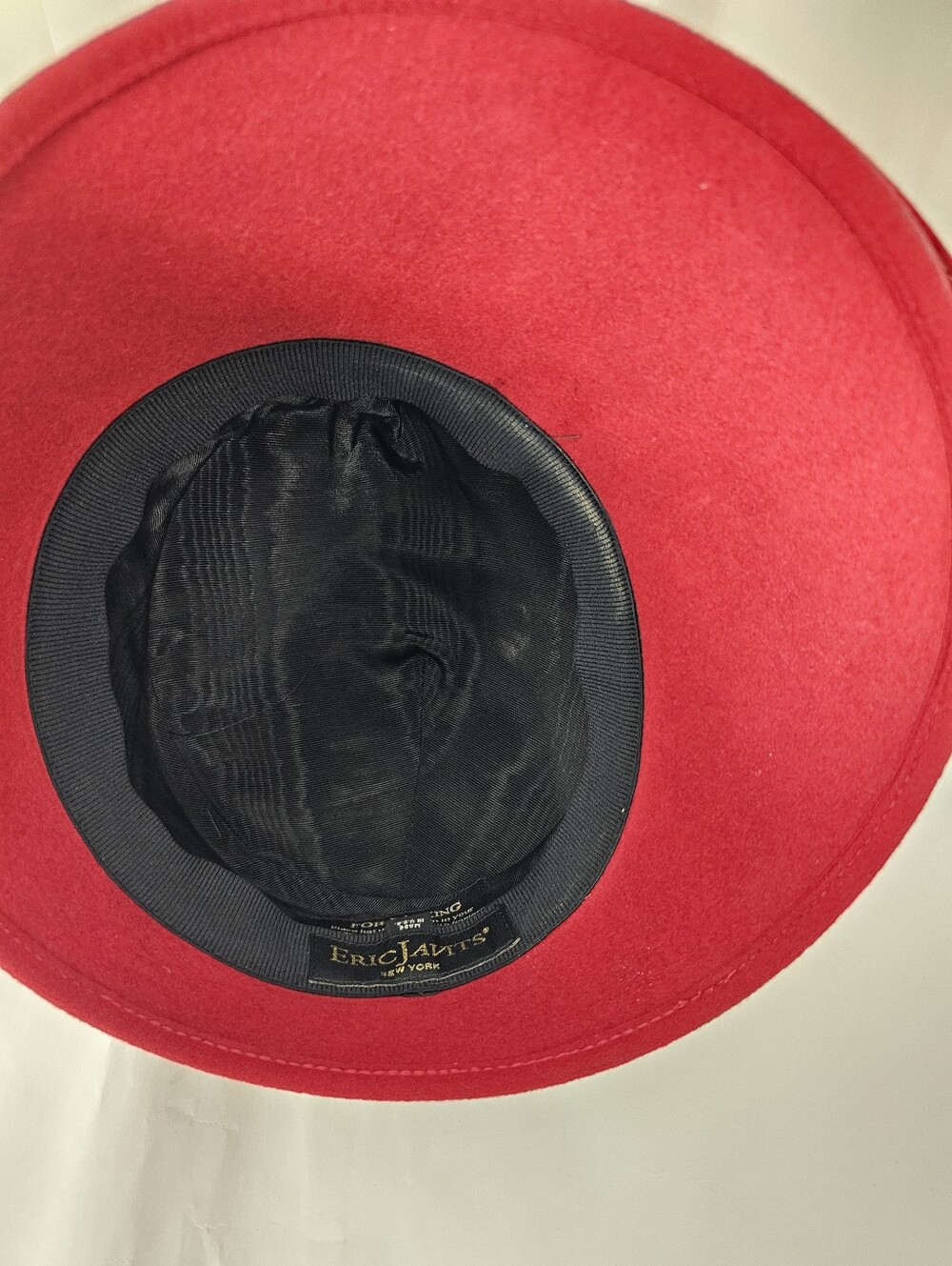 Eric Javits Red Felt Cloche Hat Bow Vintage - Picture 11 of 12